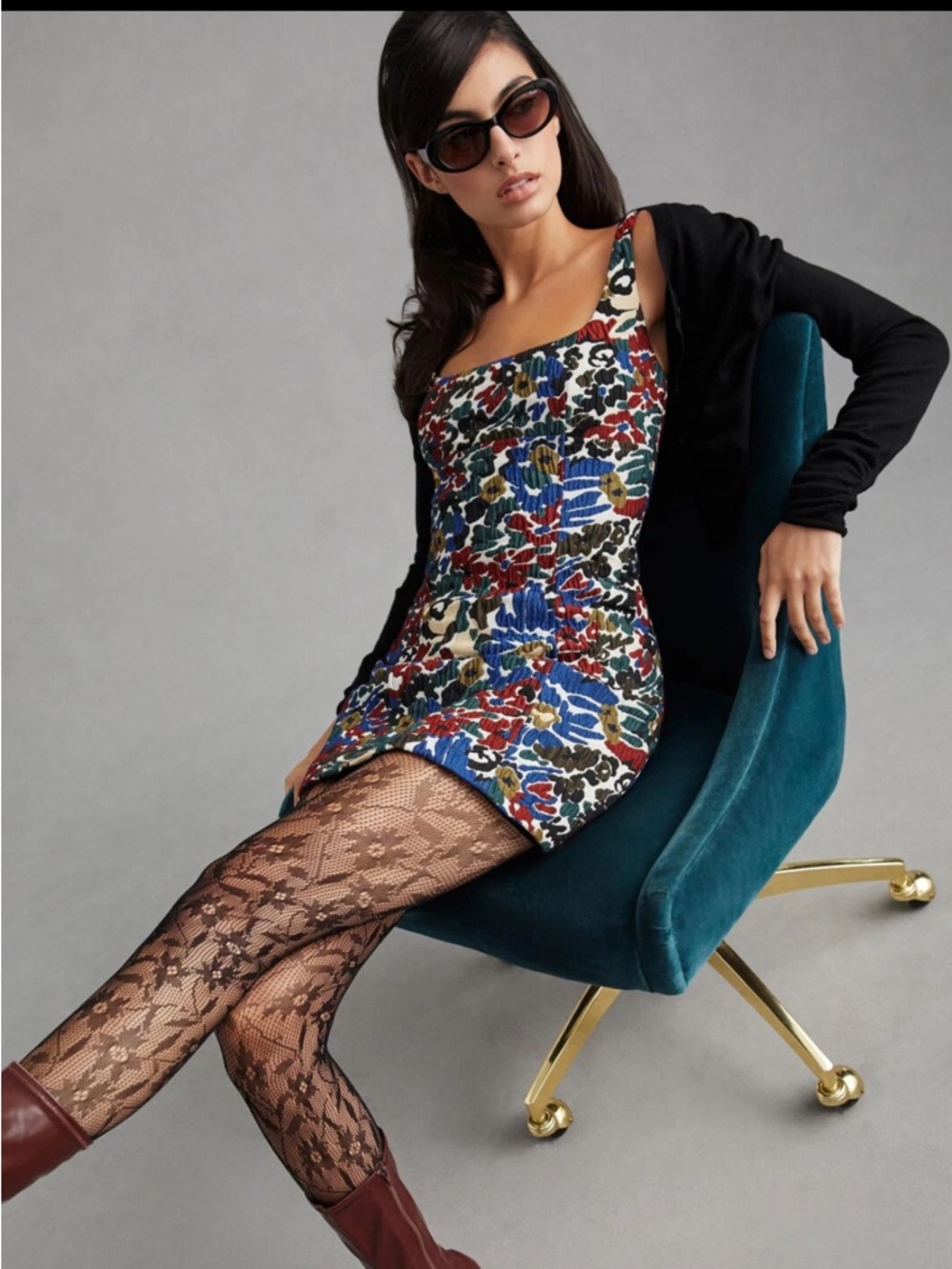 Anthropologie Maeve Multicolor Print Mini‎ Dress Womens Size 6 Square Neck